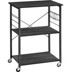 Casa si Gradina - Mobilier - Biblioteci si rafturi - Biblioteci - Raft de bucatarie pe roti, carucior de servire cu 3 rafturi, cadru metalic, 40x60x89 cm, design industrial, negru - Infinity.ro