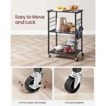Casa si Gradina - Mobilier - Biblioteci si rafturi - Biblioteci - Raft de bucatarie pe roti, carucior de servire cu 3 rafturi, cadru metalic, 40x60x89 cm, design industrial, negru - Infinity.ro