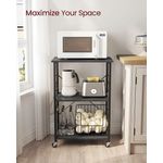 Casa si Gradina - Mobilier - Biblioteci si rafturi - Biblioteci - Raft de bucatarie pe roti, carucior de servire cu 3 rafturi, cadru metalic, 40x60x89 cm, design industrial, negru - Infinity.ro