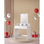 Casa si Gradina - Mobilier - Comode si corpuri - Masute de toaleta - VASAGLE Masa de toaleta cu oglinda si becuri, cu 2 sertare si 3 compartimente deschise, 40x80x145cm, modern, alb - Infinity.ro