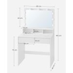 Casa si Gradina - Mobilier - Comode si corpuri - Masute de toaleta - Masa de toaleta cu oglinda, iluminare LED, 2 sertare si 3 compartimente deschise, 80x40x140cm, modern, alb - Infinity.ro