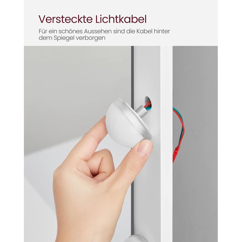 Casa si Gradina - Mobilier - Comode si corpuri - Masute de toaleta - Masa de toaleta cu oglinda, iluminare LED, 2 sertare si 3 compartimente deschise, 80x40x140cm, modern, alb - Infinity.ro