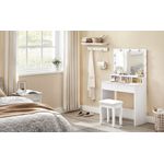 Casa si Gradina - Mobilier - Comode si corpuri - Masute de toaleta - Masa de toaleta cu oglinda, iluminare LED, 2 sertare si 3 compartimente deschise, 80x40x140cm, modern, alb - Infinity.ro