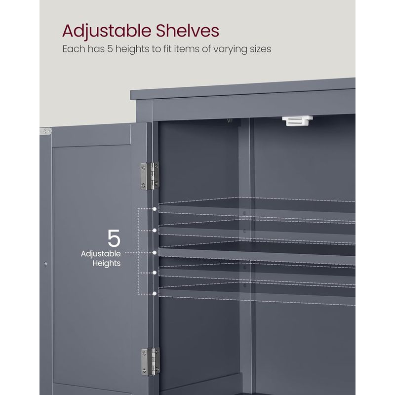 Casa si Gradina - Mobilier - Mobilier baie - Corpuri baie - Dulap de baie, din MDF, cu 2 compartimente si 4 usi, rafturi reglabile, 30x60x110cm, gri inchis - Infinity.ro