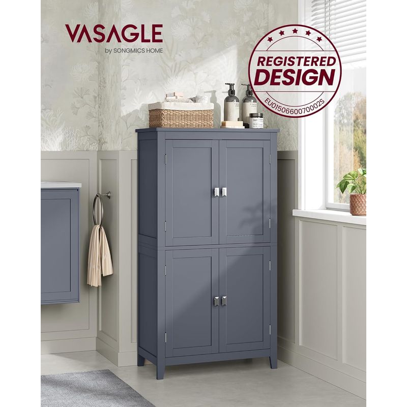 Casa si Gradina - Mobilier - Mobilier baie - Corpuri baie - Dulap de baie, din MDF, cu 2 compartimente si 4 usi, rafturi reglabile, 30x60x110cm, gri inchis - Infinity.ro