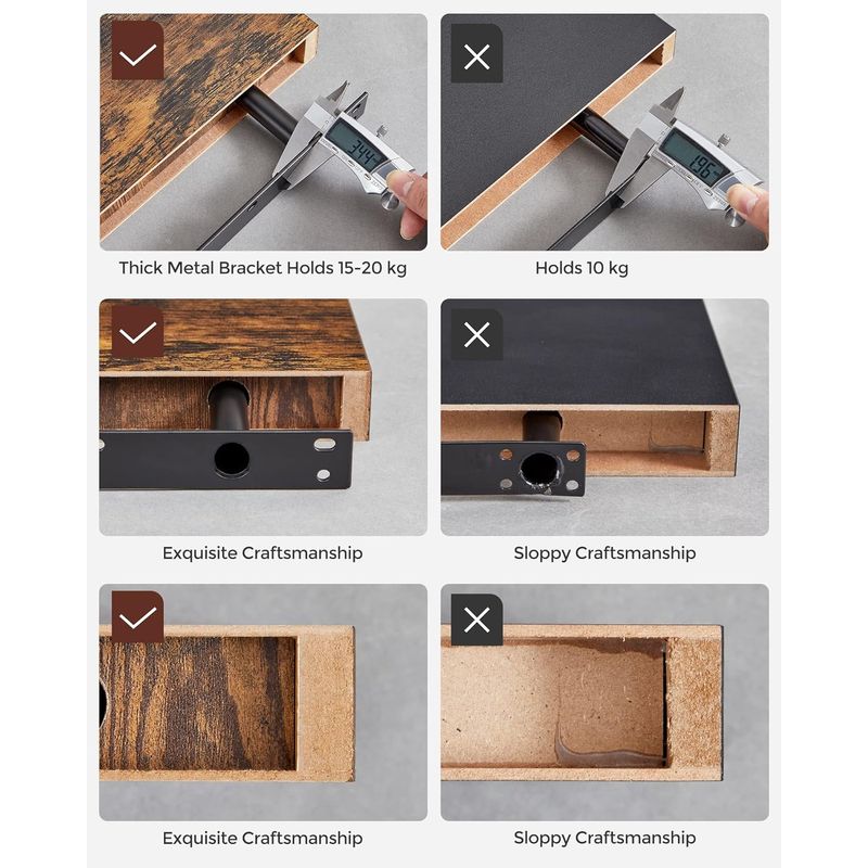 Casa si Gradina - Mobilier - Biblioteci si rafturi - Biblioteci - Raft de perete suspendat plutitor, MDF, sistem montare inclus, 60x20x4cm, vintage maro - Infinity.ro