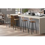 Casa si Gradina - Mobilier - Scaune si fotolii - Scaune - Set de 2 scaune de bar inalte cu spatar, cadru din otel, industrial, 54x99cm, maro rustic - Infinity.ro