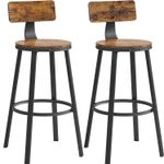 Casa si Gradina - Mobilier - Scaune si fotolii - Scaune - Set de 2 scaune de bar inalte cu spatar, cadru din otel, industrial, 54x99cm, maro rustic - Infinity.ro