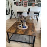 Casa si Gradina - Mobilier - Mese si birouri - Masute de cafea - Masa de cafea patrata, cadru otel si polita de depozitare, stil industrial, 80x80x45cm, maro rustic si negru - Infinity.ro