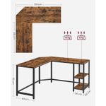Casa si Gradina - Mobilier - Mese si birouri - Birouri - Birou de colt in forma de L, cu 2 rafturi de depozitare, 138x138x75cm, industrial, maro rustic si negru - Infinity.ro