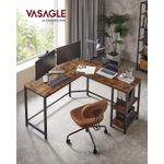 Casa si Gradina - Mobilier - Mese si birouri - Birouri - Birou de colt in forma de L, cu 2 rafturi de depozitare, 138x138x75cm, industrial, maro rustic si negru - Infinity.ro