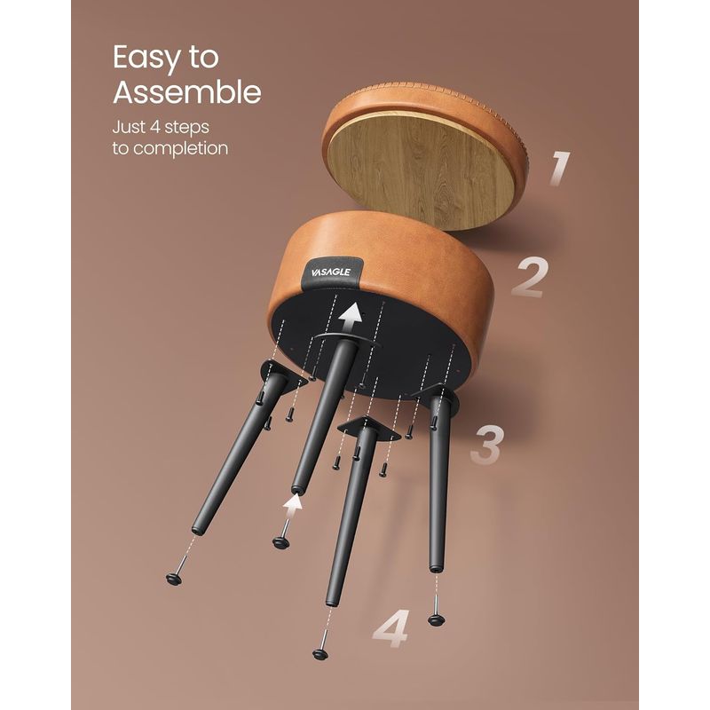 Casa si Gradina - Mobilier - Scaune si fotolii - Tabureti - Taburet cu spatiu de depozitare, tapitat PU, cu 2 fete, diametru 32 cm, maro - Infinity.ro
