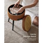 Casa si Gradina - Mobilier - Scaune si fotolii - Tabureti - Taburet cu spatiu de depozitare, tapitat PU, cu 2 fete, diametru 32 cm, maro - Infinity.ro
