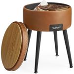 Casa si Gradina - Mobilier - Scaune si fotolii - Tabureti - Taburet cu spatiu de depozitare, tapitat PU, cu 2 fete, diametru 32 cm, maro - Infinity.ro