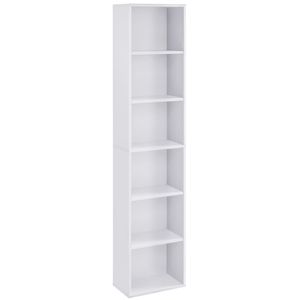 Biblioteca verticala 40x24x179 cm, 6 rafturi din care 4 reglabile, PAL alb mat