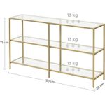 Casa si Gradina - Mobilier - Mese si birouri - Masute de cafea - Masa de intrare, pe 3 nivele, blat din sticla securizata, cadru metalic, 30x130x73cm, auriu - Infinity.ro