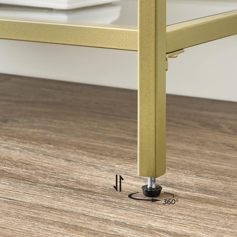 Casa si Gradina - Mobilier - Mese si birouri - Masute de cafea - Masa de intrare, pe 3 nivele, blat din sticla securizata, cadru metalic, 30x130x73cm, auriu - Infinity.ro