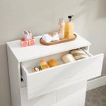 Casa si Gradina - Mobilier - Mobilier baie - Corpuri baie - Dulap de depozitare de podea pentru baie, cu sertar si usa dubla, polita reglabila, 60x30x80cm, alb - Infinity.ro