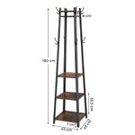 Casa si Gradina - Mobilier - Organizare si depozitare - Cuiere - Cuier de haine cu 3 rafturi, suport cu carlige, din otel, 43x43x180 cm, stil industrial, maro rustic si negru - Infinity.ro