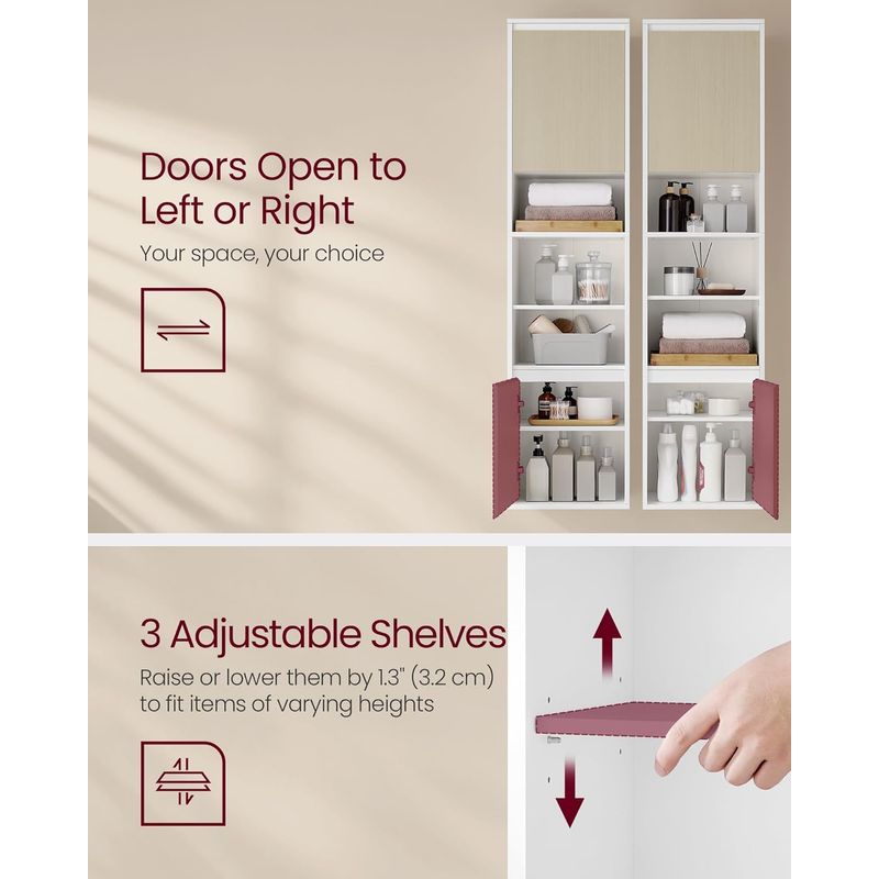 Casa si Gradina - Mobilier - Mobilier baie - Corpuri baie - Dulap baie cu montare pe podea sau perete, 7 compartimente, 30x40x160 cm, alb bej - Infinity.ro