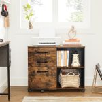Casa si Gradina - Mobilier - Mese si birouri - Birouri - Dulap mobil tip rollbox pentru birouri, sertar cu sina suport dosare, stil industrial, 40x80x66 cm, maro rustic - Infinity.ro