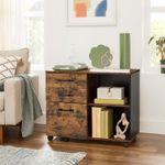 Casa si Gradina - Mobilier - Mese si birouri - Birouri - Dulap mobil tip rollbox pentru birouri, sertar cu sina suport dosare, stil industrial, 40x80x66 cm, maro rustic - Infinity.ro