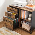 Casa si Gradina - Mobilier - Mese si birouri - Birouri - Dulap mobil tip rollbox pentru birouri, sertar cu sina suport dosare, stil industrial, 40x80x66 cm, maro rustic - Infinity.ro