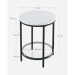 Casa si Gradina - Mobilier - Mese si birouri - Masute de cafea - Masa rotunda, cu cadru de otel, noptiera, 45x55cm, negru cu blat alb aspect marmura - Infinity.ro