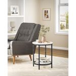 Casa si Gradina - Mobilier - Mese si birouri - Masute de cafea - Masa rotunda, cu cadru de otel, noptiera, 45x55cm, negru cu blat alb aspect marmura - Infinity.ro