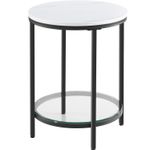 Casa si Gradina - Mobilier - Mese si birouri - Masute de cafea - Masa rotunda, cu cadru de otel, noptiera, 45x55cm, negru cu blat alb aspect marmura - Infinity.ro