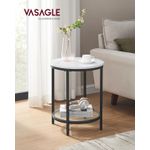 Casa si Gradina - Mobilier - Mese si birouri - Masute de cafea - Masa rotunda, cu cadru de otel, noptiera, 45x55cm, negru cu blat alb aspect marmura - Infinity.ro