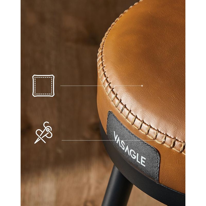 Casa si Gradina - Mobilier - Scaune si fotolii - Scaune - set 2 scaune de bar rotative 360A°, cu spatar, inaltime 101 cm, piele sintetica, cadru otel, stil modern, maro - Infinity.ro