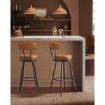 Casa si Gradina - Mobilier - Scaune si fotolii - Scaune - set 2 scaune de bar rotative 360A°, cu spatar, inaltime 101 cm, piele sintetica, cadru otel, stil modern, maro - Infinity.ro