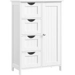 Casa si Gradina - Mobilier - Mobilier baie - Corpuri baie - Dulap de depozitare pe podea pentru baie, din lemn, cu 4 sertare, 1 usa, rafturi reglabile, 30x55x82cm, alb - Infinity.ro