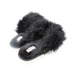 Fashion, accesorii si bijuterii - Femei - Incaltaminte femei - Slapi si papuci femei - Papuci de casa pufosi dama Antonio, negru, confort premium, poliester + talpa EVA, 36-37 EU - Infinity.ro