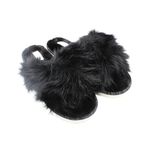 Fashion, accesorii si bijuterii - Femei - Incaltaminte femei - Slapi si papuci femei - Papuci de casa pufosi dama Antonio, negru, confort premium, poliester + talpa EVA, 36-37 EU - Infinity.ro