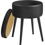 Casa si Gradina - Mobilier - Scaune si fotolii - Tabureti - Taburet cu spatiu de depozitare, tapitat PU, cu 2 fete, diametru 32 cm, negru - Infinity.ro