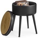 Casa si Gradina - Mobilier - Scaune si fotolii - Tabureti - Taburet cu spatiu de depozitare, tapitat PU, cu 2 fete, diametru 32 cm, negru - Infinity.ro