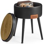 Casa si Gradina - Mobilier - Scaune si fotolii - Tabureti - Taburet cu spatiu de depozitare, tapitat PU, cu 2 fete, diametru 32 cm, negru - Infinity.ro