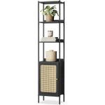 Casa si Gradina - Mobilier - Biblioteci si rafturi - Biblioteci - Biblioteca cu 6 etaje, cadru metalic, usa cu efect ratan Boho, 30x40x175 cm, negru - Infinity.ro