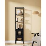 Casa si Gradina - Mobilier - Biblioteci si rafturi - Biblioteci - Biblioteca cu 6 etaje, cadru metalic, usa cu efect ratan Boho, 30x40x175 cm, negru - Infinity.ro