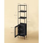 Casa si Gradina - Mobilier - Biblioteci si rafturi - Biblioteci - Biblioteca cu 6 etaje, cadru metalic, usa cu efect ratan Boho, 30x40x175 cm, negru - Infinity.ro