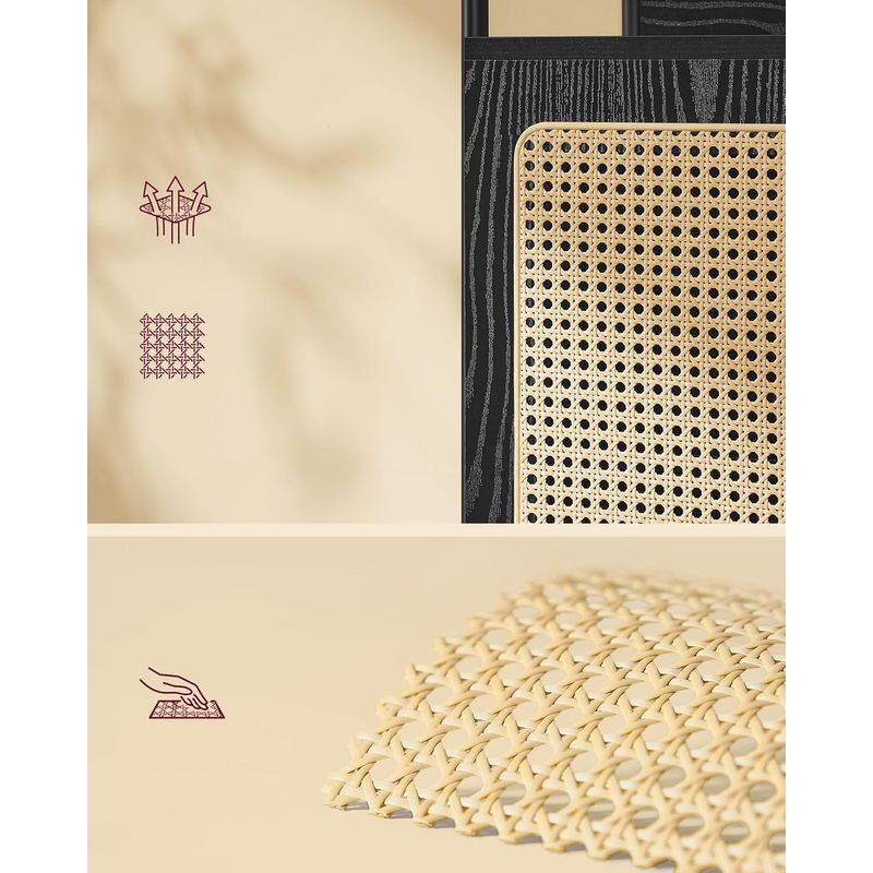 Casa si Gradina - Mobilier - Biblioteci si rafturi - Biblioteci - Biblioteca cu 6 etaje, cadru metalic, usa cu efect ratan Boho, 30x40x175 cm, negru - Infinity.ro