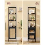 Casa si Gradina - Mobilier - Biblioteci si rafturi - Biblioteci - Biblioteca cu 6 etaje, cadru metalic, usa cu efect ratan Boho, 30x40x175 cm, negru - Infinity.ro