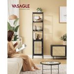 Casa si Gradina - Mobilier - Biblioteci si rafturi - Biblioteci - Biblioteca cu 6 etaje, cadru metalic, usa cu efect ratan Boho, 30x40x175 cm, negru - Infinity.ro