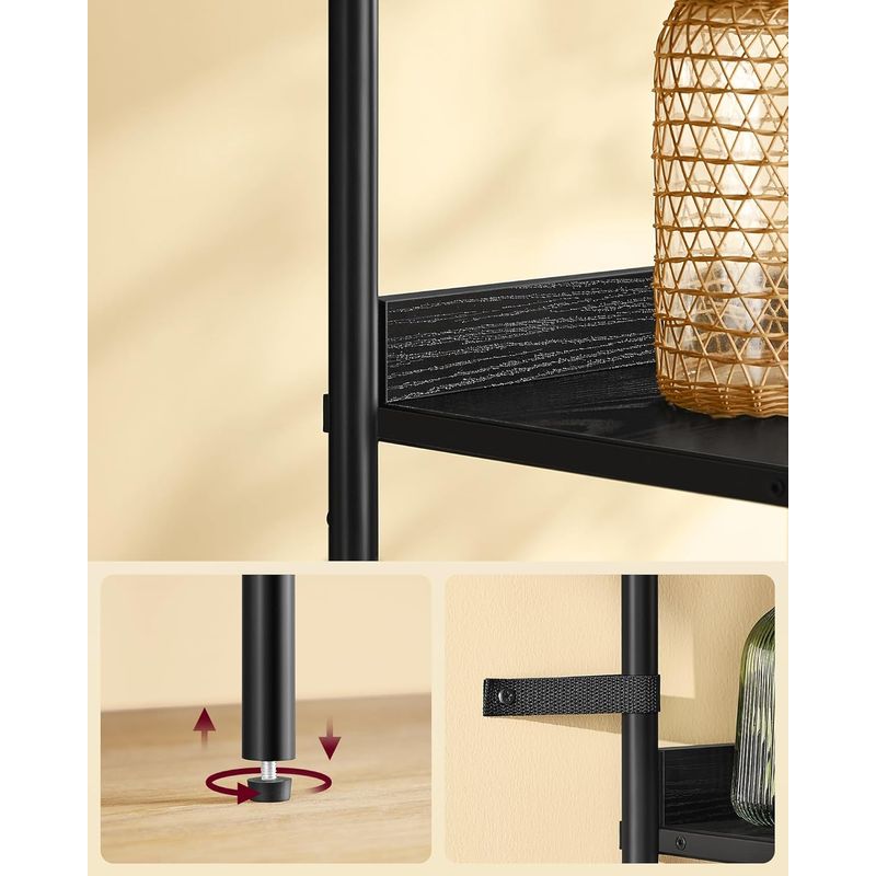 Casa si Gradina - Mobilier - Biblioteci si rafturi - Biblioteci - Biblioteca cu 6 etaje, cadru metalic, usa cu efect ratan Boho, 30x40x175 cm, negru - Infinity.ro