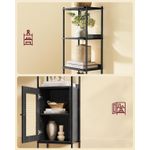 Casa si Gradina - Mobilier - Biblioteci si rafturi - Biblioteci - Biblioteca cu 6 etaje, cadru metalic, usa cu efect ratan Boho, 30x40x175 cm, negru - Infinity.ro