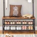 Casa si Gradina - Mobilier - Organizare si depozitare - Cuiere - Cuier pentru haine cu 9 carlige si suport pentru pantofi, stil industrial, cadru din otel, 100x42x182 cm - Infinity.ro