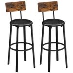 Casa si Gradina - Mobilier - Scaune si fotolii - Scaune - Set 2 scaune de bar cu spatar din PAL, sezut moale tapitat, 39x100x76cm, maro rustic si negru - Infinity.ro