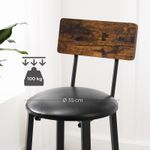 Casa si Gradina - Mobilier - Scaune si fotolii - Scaune - Set 2 scaune de bar cu spatar din PAL, sezut moale tapitat, 39x100x76cm, maro rustic si negru - Infinity.ro